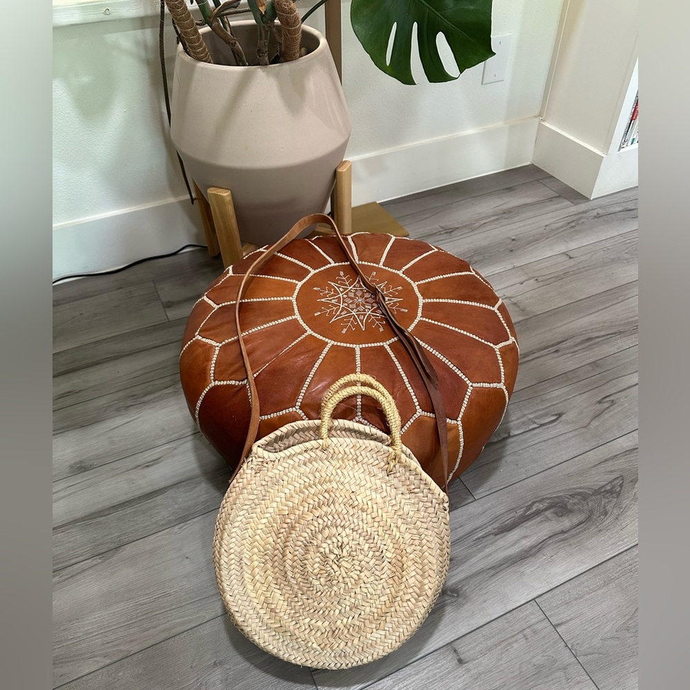 Moroccan Handmade Round Straw Bag